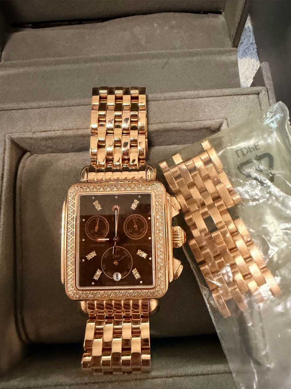 MICHELE DECO 18K Rose Gold-Plated Diamond Watch - Picture 6 of 14